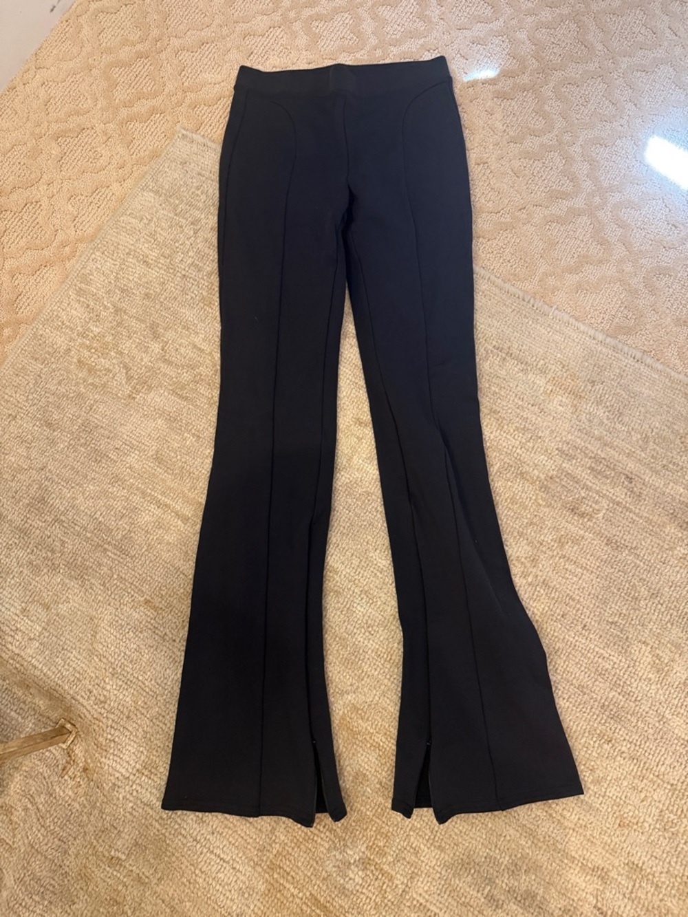ALO Yoga Black Boot-Cut Ponte Pants with Front Slit